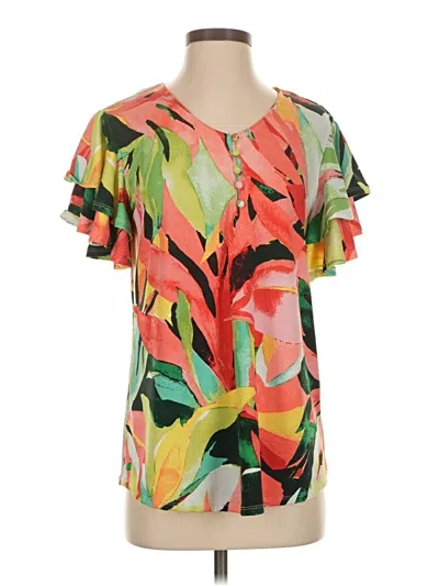 Pre-owned Ava & Grace Short Sleeve Blouse In Orange