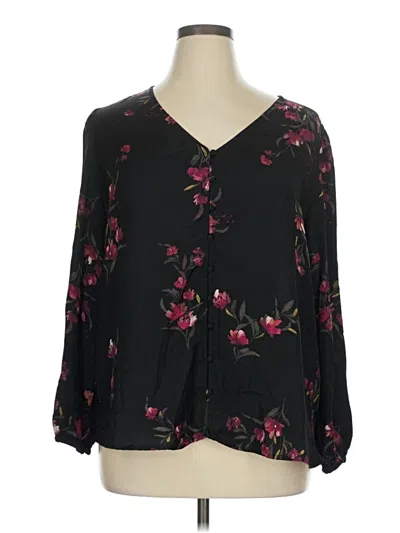 Pre-owned Ava & Viv 3/4 Sleeve Blouse In Black