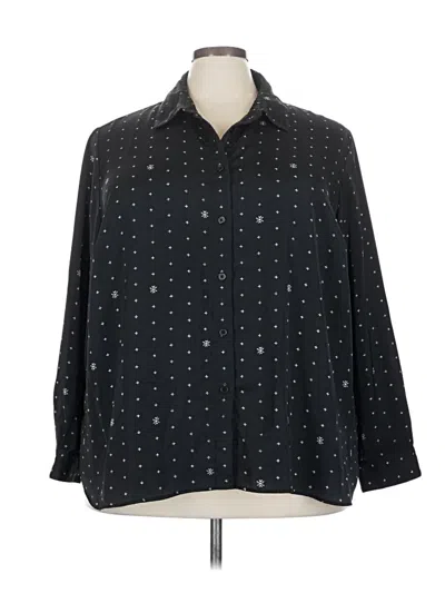 Pre-owned Ava & Viv 3/4 Sleeve Blouse In Black