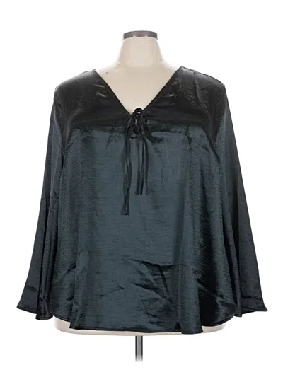 Pre-owned Ava & Viv 3/4 Sleeve Blouse In Black