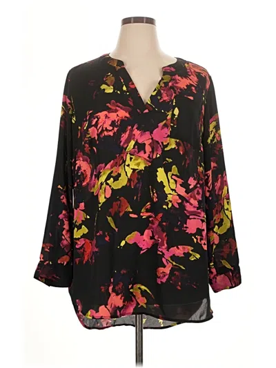 Pre-owned Ava & Viv 3/4 Sleeve Blouse In Black