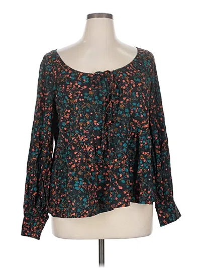 Pre-owned Ava & Viv 3/4 Sleeve Blouse In Blue