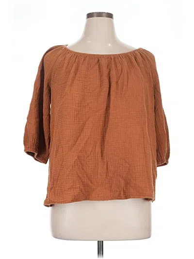 Pre-owned Ava & Viv 3/4 Sleeve Blouse In Brown