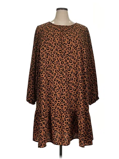 Pre-owned Ava & Viv 3/4 Sleeve Blouse In Brown