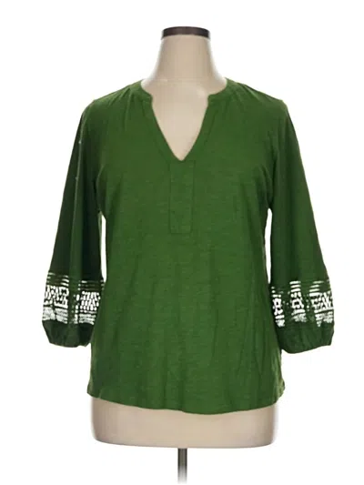 Pre-owned Ava & Viv 3/4 Sleeve Blouse In Green