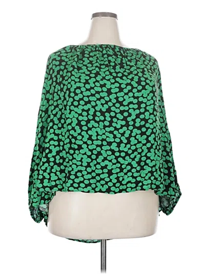Pre-owned Ava & Viv 3/4 Sleeve Blouse In Green