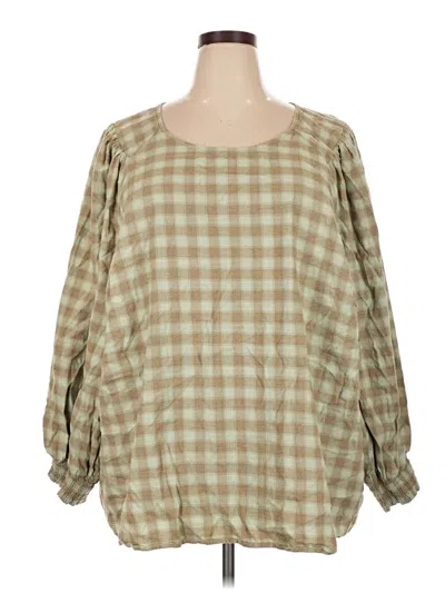 Pre-owned Ava & Viv 3/4 Sleeve Blouse In Green