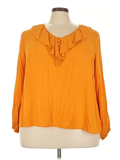 Pre-owned Ava & Viv 3/4 Sleeve Blouse In Orange