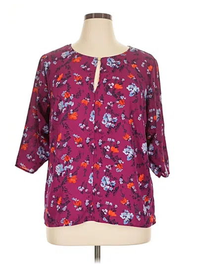 Pre-owned Ava & Viv 3/4 Sleeve Blouse In Purple