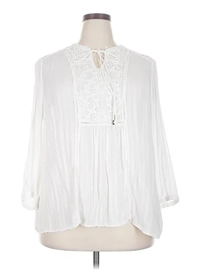 Pre-owned Ava & Viv 3/4 Sleeve Blouse In White