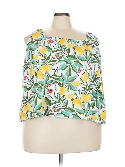 Pre-owned Ava & Viv 3/4 Sleeve Blouse In Yellow