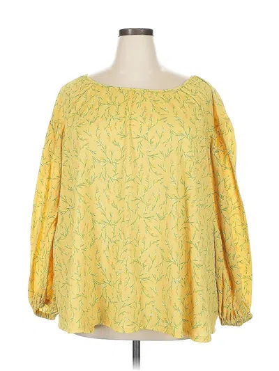 Pre-owned Ava & Viv 3/4 Sleeve Blouse In Yellow