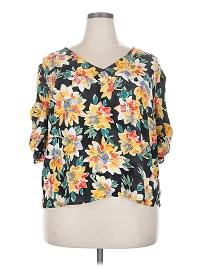 Pre-owned Ava & Viv 3/4 Sleeve Blouse In Yellow