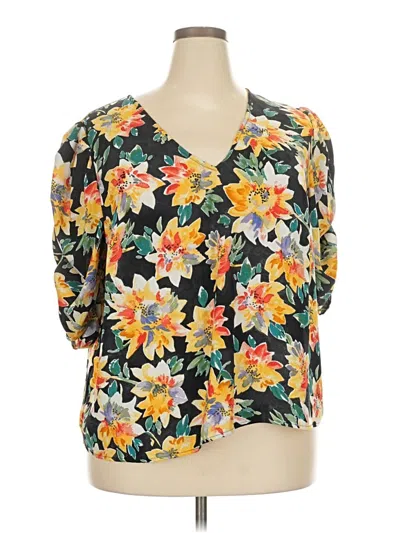 Pre-owned Ava & Viv 3/4 Sleeve Blouse In Yellow