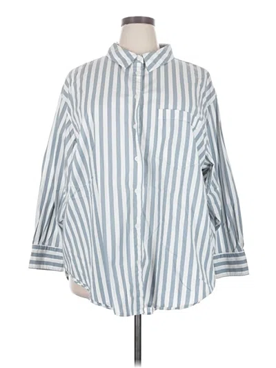 Pre-owned Ava & Viv 3/4 Sleeve Button Down Shirt In Blue