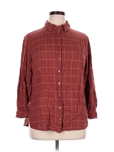 Pre-owned Ava & Viv 3/4 Sleeve Button Down Shirt In Burgundy