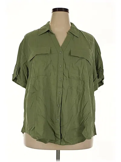 Pre-owned Ava & Viv 3/4 Sleeve Button Down Shirt In Green
