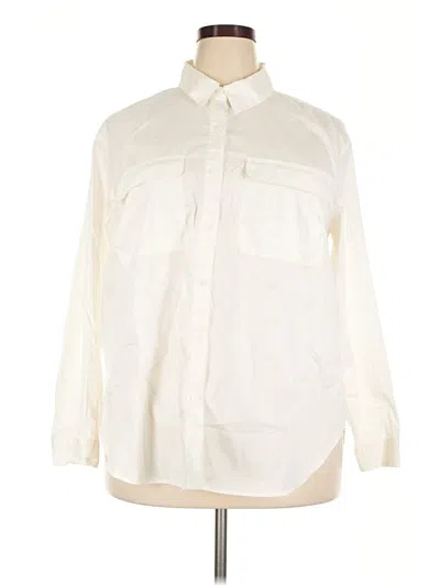Pre-owned Ava & Viv 3/4 Sleeve Button Down Shirt In Ivory