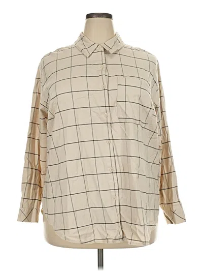Pre-owned Ava & Viv 3/4 Sleeve Button Down Shirt In Tan