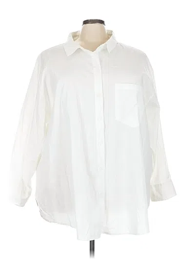 Pre-owned Ava & Viv 3/4 Sleeve Button Down Shirt In White