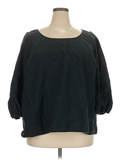 Pre-owned Ava & Viv 3/4 Sleeve Top Black Boatneck Tops