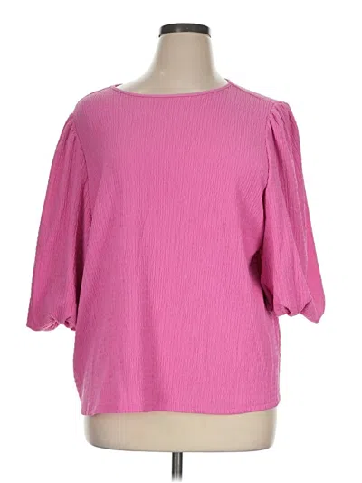 Pre-owned Ava & Viv 3/4 Sleeve Top Pink Boatneck Tops