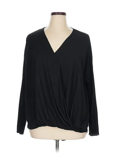Pre-owned Ava & Viv Long Sleeve Blouse In Black