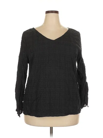 Pre-owned Ava & Viv Long Sleeve Blouse In Black