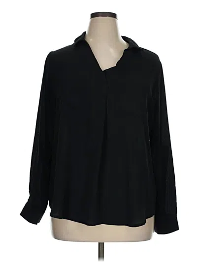 Pre-owned Ava & Viv Long Sleeve Blouse In Black