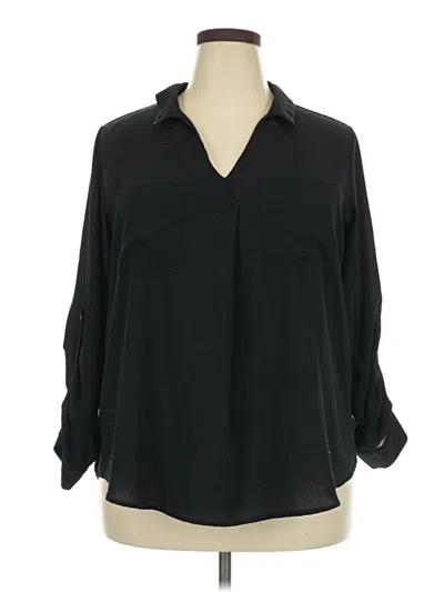 Pre-owned Ava & Viv Long Sleeve Blouse In Black