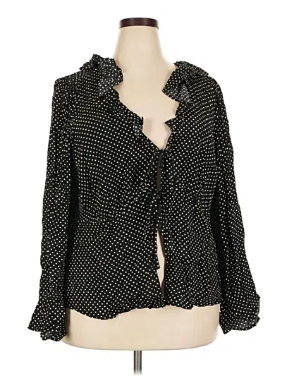 Pre-owned Ava & Viv Long Sleeve Blouse In Black