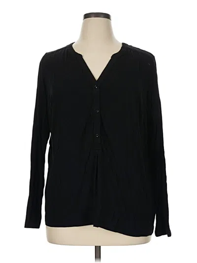 Pre-owned Ava & Viv Long Sleeve Blouse In Black