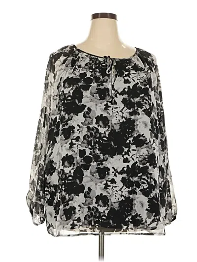 Pre-owned Ava & Viv Long Sleeve Blouse In Black