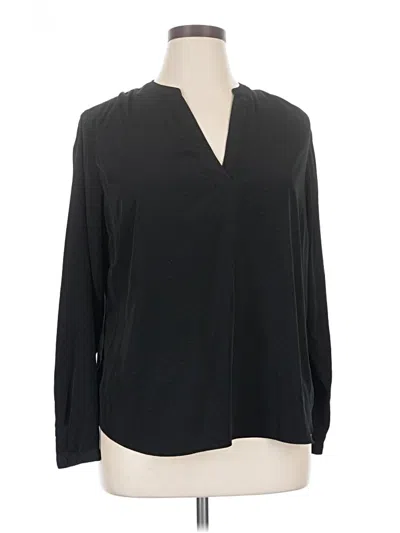 Pre-owned Ava & Viv Long Sleeve Blouse In Black