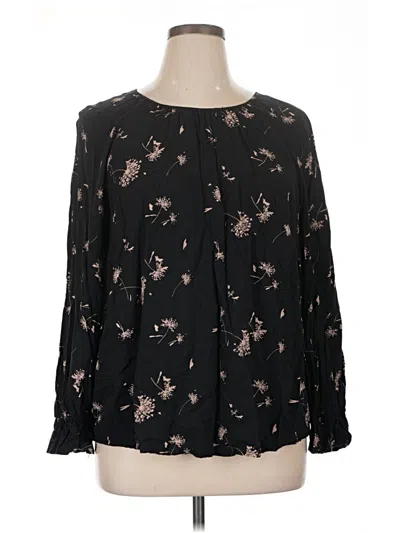 Pre-owned Ava & Viv Long Sleeve Blouse In Black