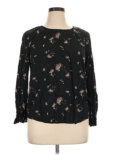 Pre-owned Ava & Viv Long Sleeve Blouse In Black