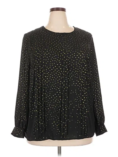 Pre-owned Ava & Viv Long Sleeve Blouse In Black