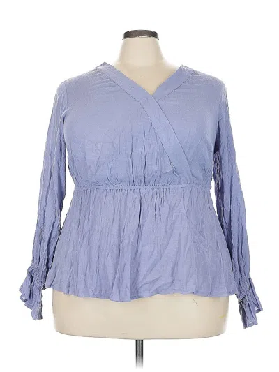 Pre-owned Ava & Viv Long Sleeve Blouse In Blue