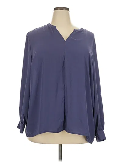 Pre-owned Ava & Viv Long Sleeve Blouse In Blue