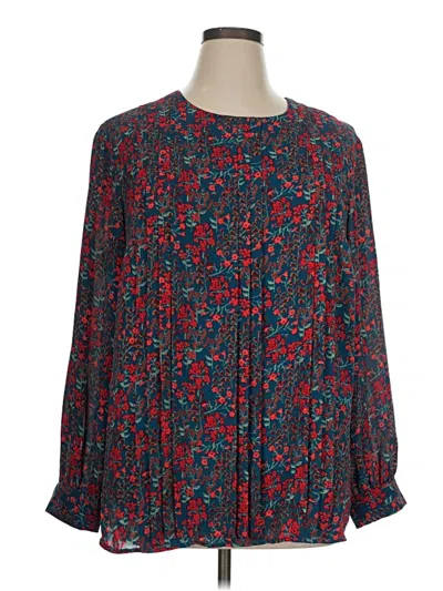 Pre-owned Ava & Viv Long Sleeve Blouse In Blue