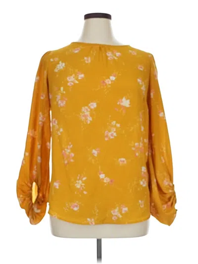 Pre-owned Ava & Viv Long Sleeve Blouse In Gold