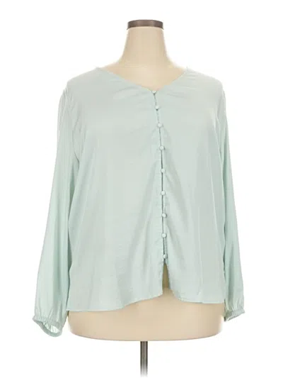 Pre-owned Ava & Viv Long Sleeve Blouse In Green