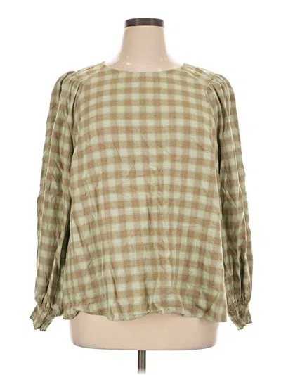 Pre-owned Ava & Viv Long Sleeve Blouse In Green