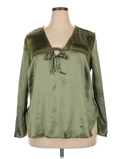Pre-owned Ava & Viv Long Sleeve Blouse In Green