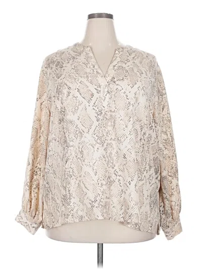 Pre-owned Ava & Viv Long Sleeve Blouse In Ivory