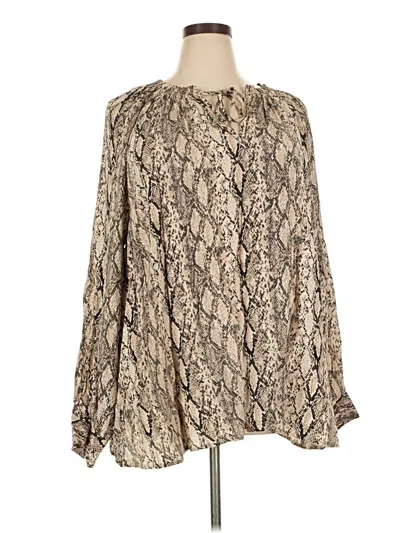 Pre-owned Ava & Viv Long Sleeve Blouse In Ivory
