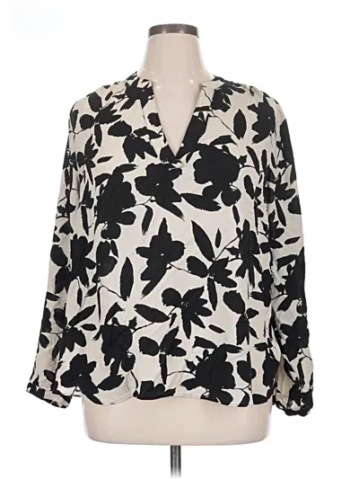 Pre-owned Ava & Viv Long Sleeve Blouse In Ivory