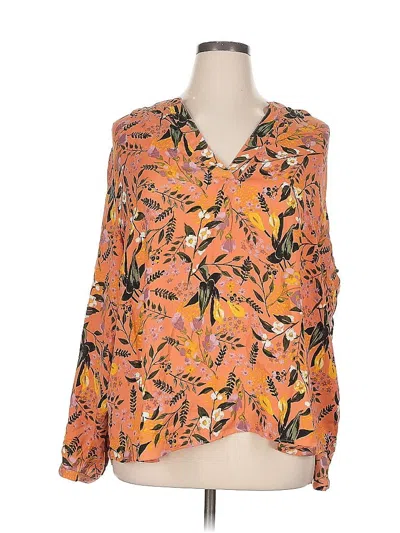 Pre-owned Ava & Viv Long Sleeve Blouse In Orange