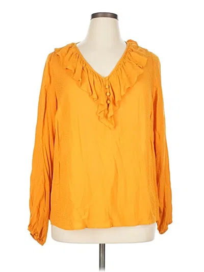 Pre-owned Ava & Viv Long Sleeve Blouse In Orange
