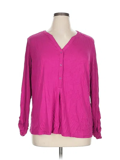 Pre-owned Ava & Viv Long Sleeve Blouse In Pink